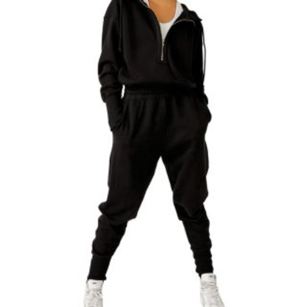 Free People Training Day Tracksuit Onepiece Jumpsuit Black Small